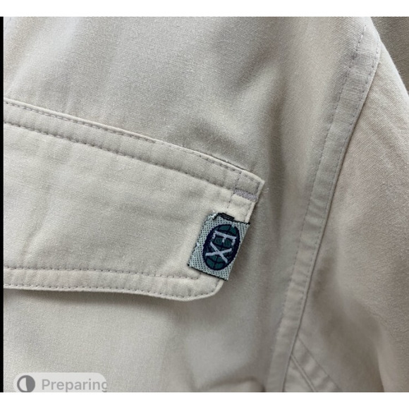 ExOfficio Shirt Womens 6/8 Khaki Snap Buttons Tab Sleeve Flap Pockets Collar - Picture 5 of 12
